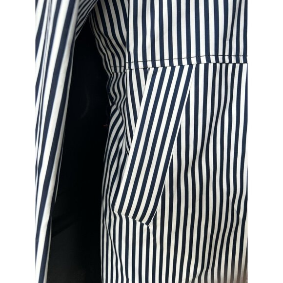 'S MaxMara Trench Rain Coat Reversible Women's Size 6 Nautical Navy Chic Striped - Picture 6 of 16